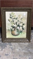 Framed Flowers Watercolor by Lorene Temple