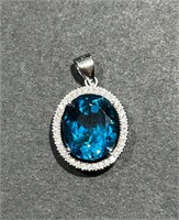 6.90 Ct .925 Silver Natural London Topaz Pendant