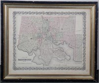EARLY CITY MAP OF BALTIMORE 1855