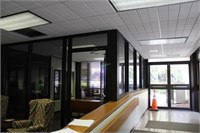 Frosted office glass door with closures