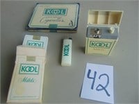 Kool Metal Cigarette Box, Lighters, Cards