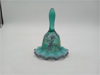 Fenton Dragonfly Teal Green Glass Bell SIGNED