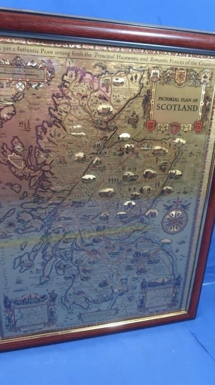 Framed Pictorial Plan of Scotland 22x18