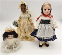 3 Vintage Dolls one porcelain