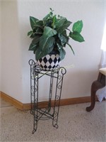 Wire Plant Stand and Faux Plant