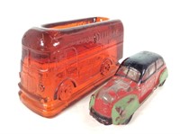 (2) Glass Paper Weight Cars
