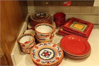 Nice Lot of Decorated & Red Dishes, Etc.