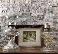 Oil Lamps & Vintage Picture (12 3/4"x11”)