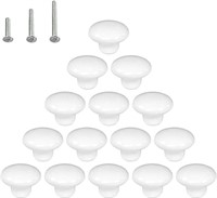 HUAMULAN 15PCS White Glossy Ceramic Knobs Button R