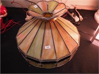 Slag glass lamp shade, bottom 15" diameter x