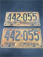 2 1955 VIRGINIA LICENSE PLATES