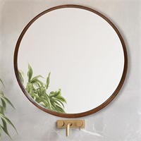 Round Wood Mirror 30 Inch