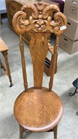 ANTIQUE CARVED OAK PARLOR CHAIR