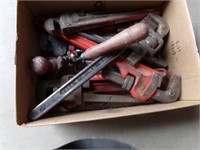 Box of pipe wrenches