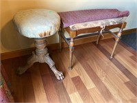 Ornate Piano Stool-claw foot/Piano Bench