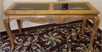 Carved Console Table w/ Smoked Beveled Glass