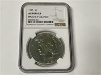 1925 Peace Dollar 90% Silver Graded AU