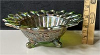 Northwood Green Carnival Glass Candy Dish