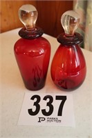 (2) Red Glass Perfume Bottles(R4)