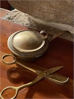BRASS CANDLE WICK CUTTERS AND DISH