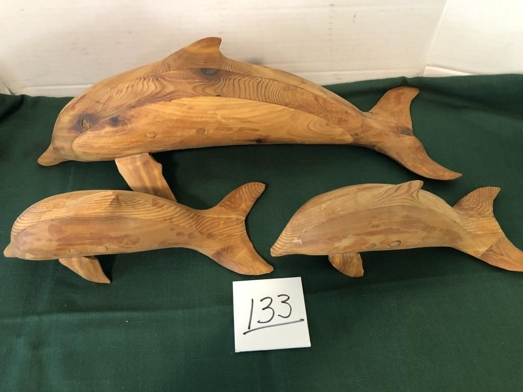 3 dolphins made of cedar by Ed