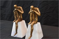 Resin "Thinker" Sculpture with  Base: Pair