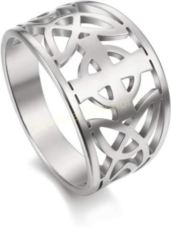 LIKGREAT Celtic Knot Steel Ring  Silver  7