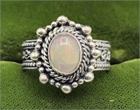 Sterling Silver Opal Ring Sz 7