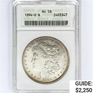 1894-O Morgan Silver Dollar ANACS AU58