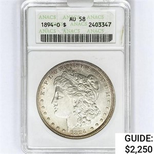 1894-O Morgan Silver Dollar ANACS AU58