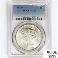 1923-D Silver Peace Dollar PCGS MS63