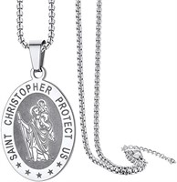 ChainsPro St. Christopher Medal Necklace for M
