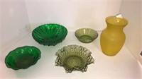Green and yellow glassware