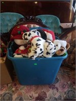Blue Tote Full of Christmas Stuffed Animals