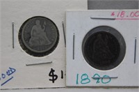 1875 and 1890 seated dimes, rare/nice.