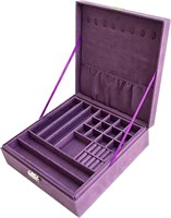 Sodynee 2-Layer Jewelry Box, Lock, Purple