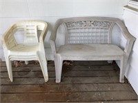 Plastic Patio Love Seat/3 Arm Chairs