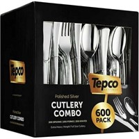 600pc Silver Plastic Cutlery Set - Bulk