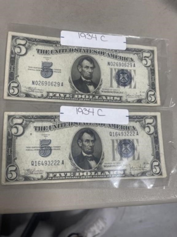 2 -1934  $5 SILVER CERTIFICATES