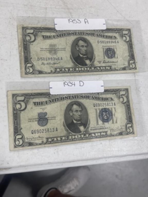 1934 & 1953 $5 SILVER CERTIFICATES