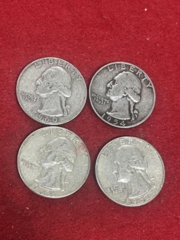 4 SILVER WASHINGTON QUARTERS