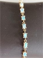 Vintage Opal Tennis Bracelet with a safety chain