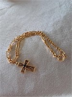 Gold Bracelet with Celtic Cross Chain
