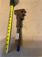 Vintage 12” Wood Handle Adjustable Wrench
