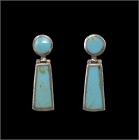 Sterling silver bezel set turquoise post earrings