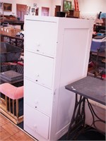 Vintage wooden four-drawer painted file cabinet,
