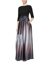 SLNY Women's 18 Quarter Sleeve Long Satin Dress,