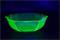 Green Depression Glass Princess Serving Bowl