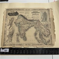 Antique map Johnson’s HINDOSTAN or British India.