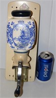 Vintage De Ve Holland Blue Delft Mill Grinder